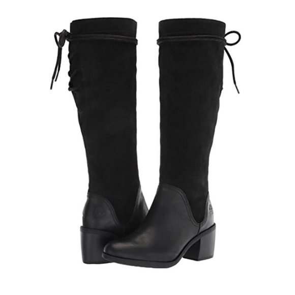 Timberland Women's Tall Slouch Leather Knee High BlackBootsA1Z4TALL SIZES